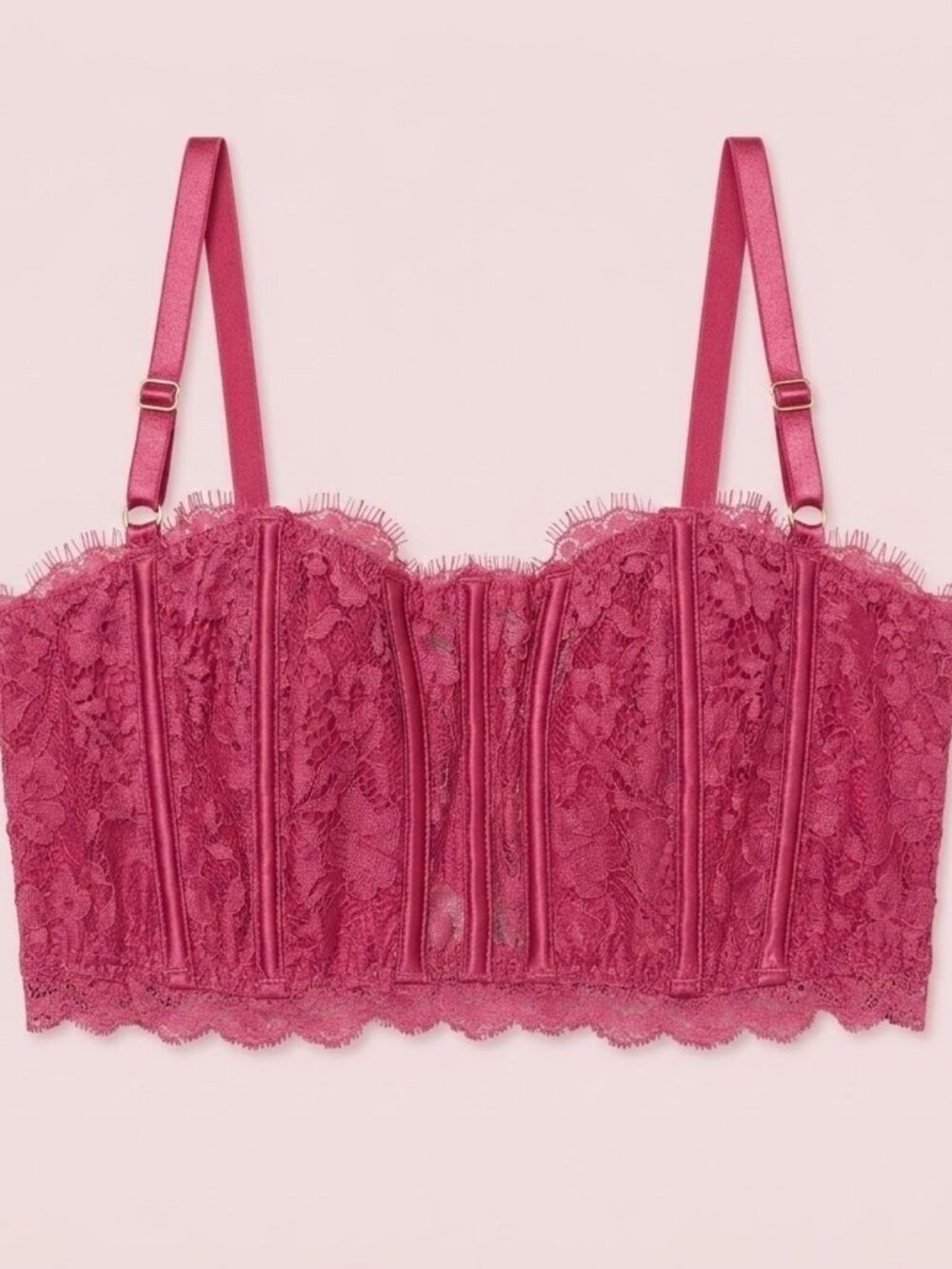 NWT Victoria's Secret Dusty Rose Lace Longline Bralette Large​